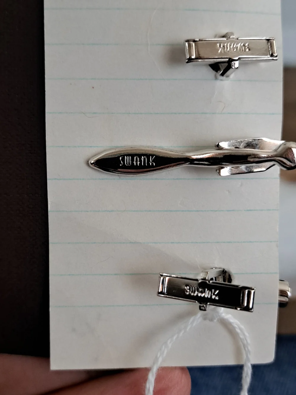 Swank Men's Silver Mesh Cufflink and Tie Bar Set